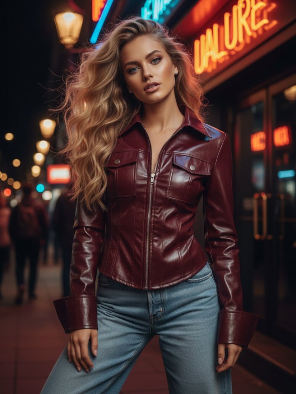 burgundy Casual Women's Faux Leather Long Sleeve Zip Up Slim Fit Shiny jacket